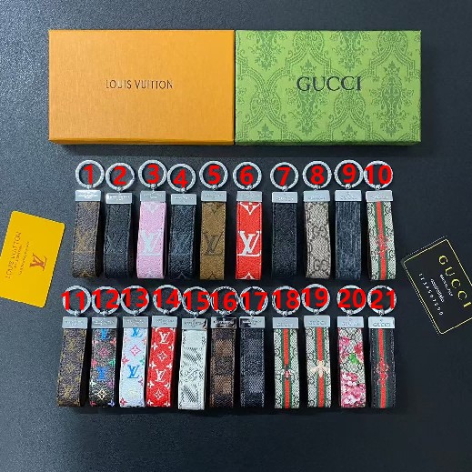 LV Small Floral Checkered Silver Keychain