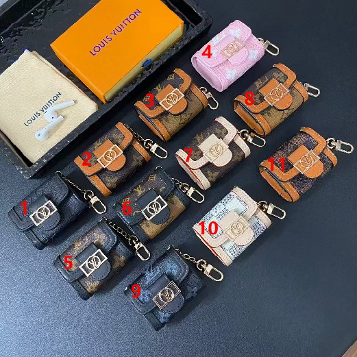 LV Daphine Inspired Universal Headphone Case - Classic Leather Patchwork